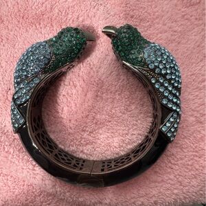 Jeweled Bird bracelet in Emerald and Light Blue
